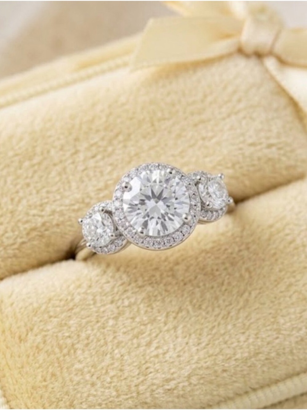 1.0 ct Moissanite three stone ring sterling silver